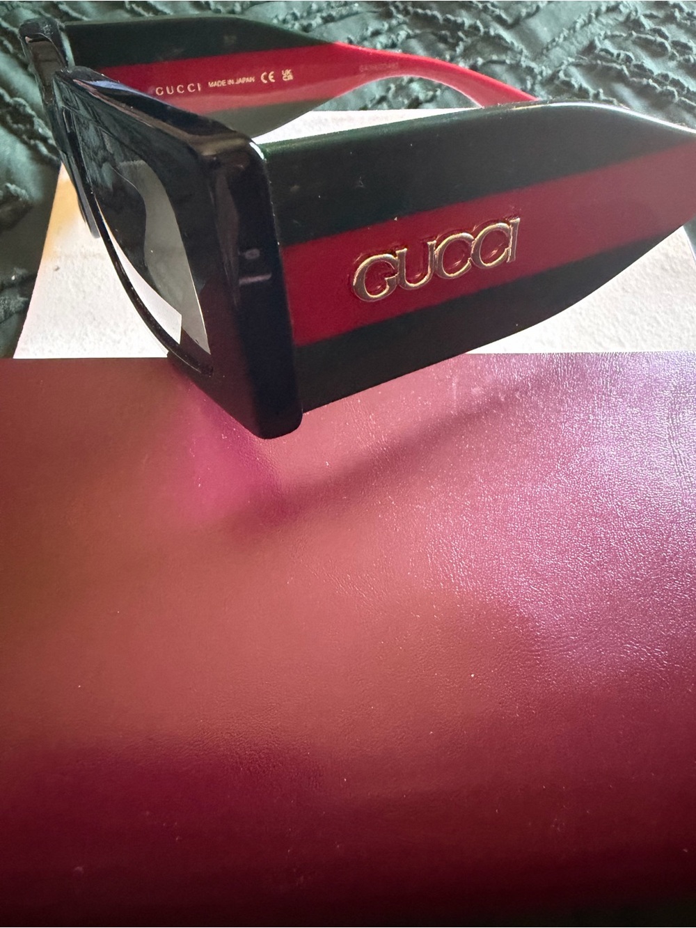 Gucci Black and Red Women's Logo Wide-Arm Sunglasses